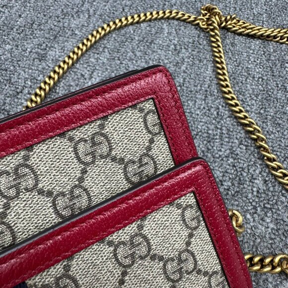GUCCI Queen Margaret Brown&Red Canvas Shoulder Bag 685-071125 - Picture 8 of 13